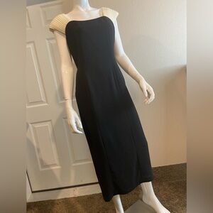 MariAnna~Stunning~Block Color~Midi~Sheath Dress~Wide Pleated Cap Sleeve~Size 8